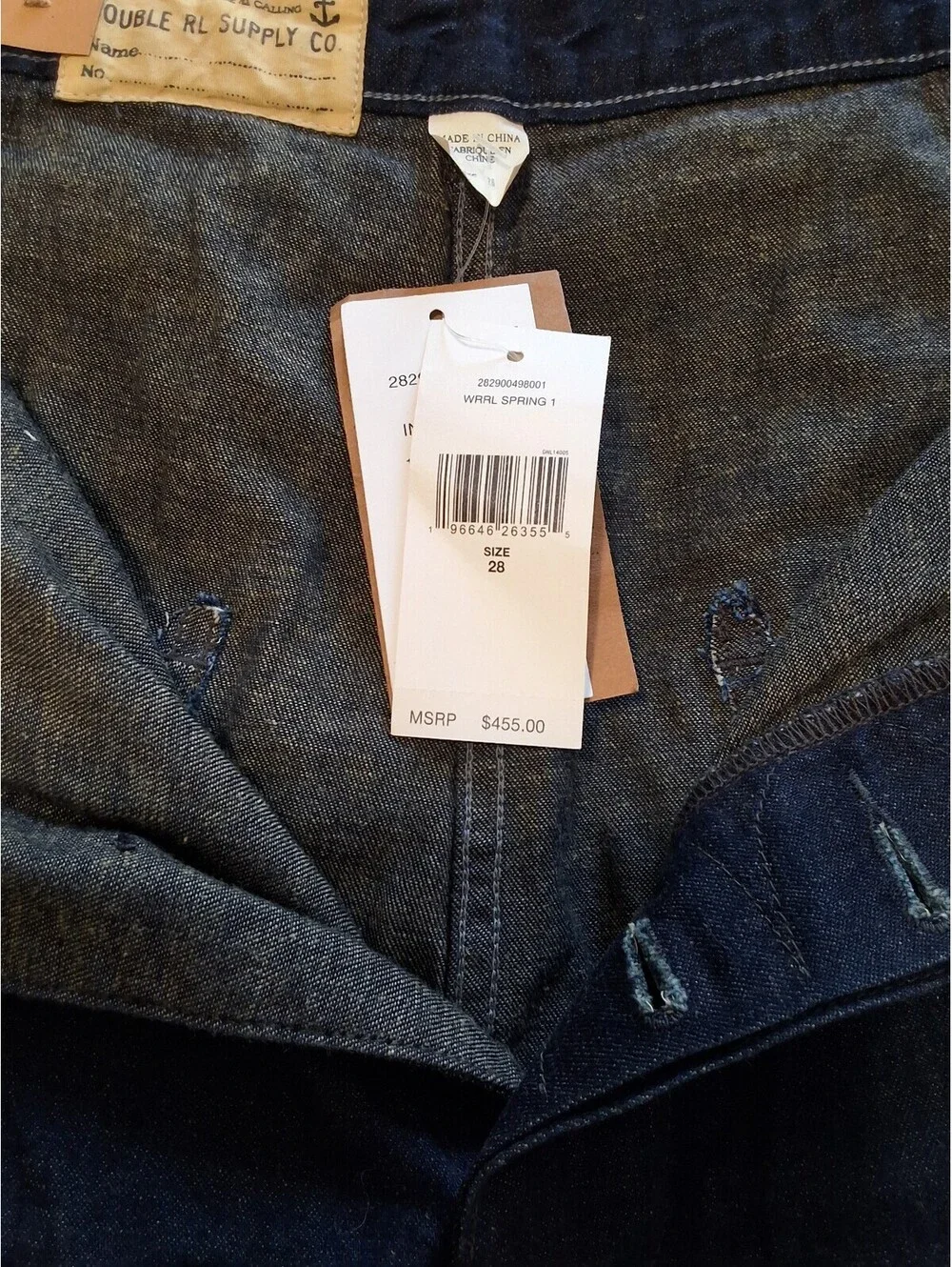 RRL Double RL Supply Co. Men's Navy Blue Denim Pants Size 28